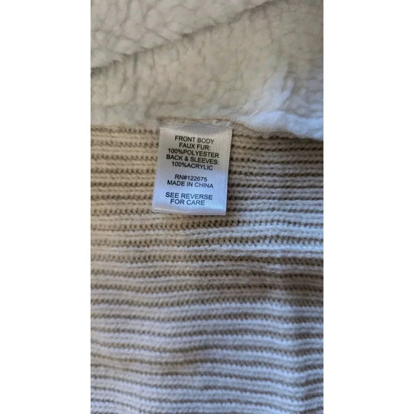 Sienna Sage Beige Women's Faux Fur Soft Open Front Cardigan Sweater Size 2X - Picture 4 of 7